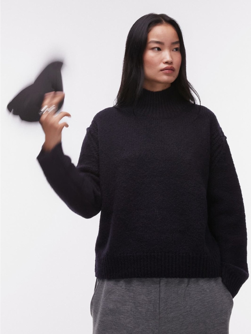 Topshop Black Mock Neck Sweater